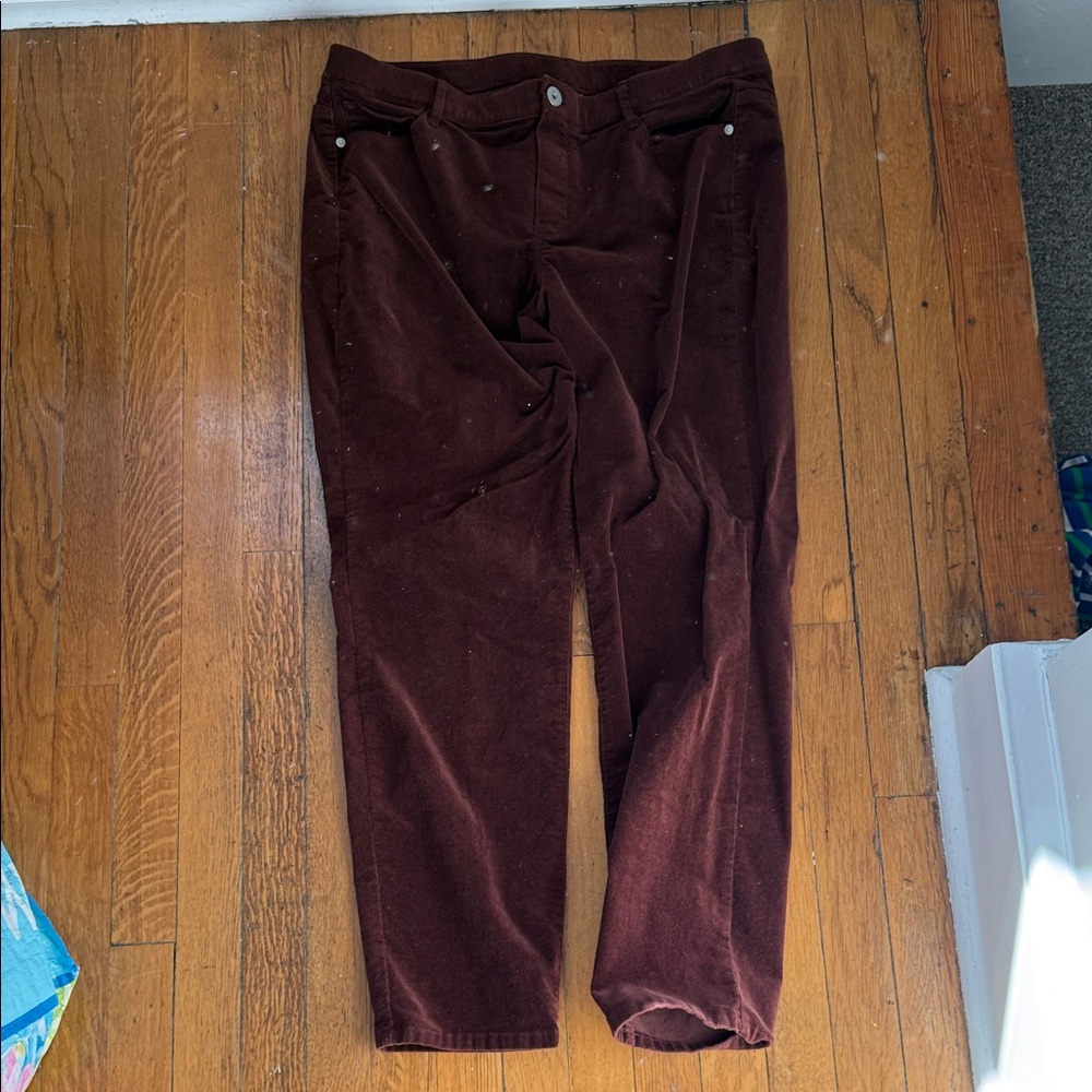 J. Jill maroon pull on thin corduroy pants